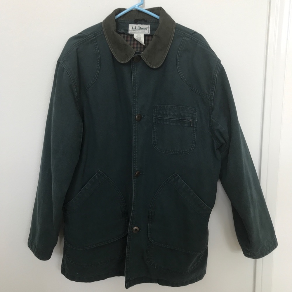 LL Bean canvas plaid Flannel -L TALL- Field Barn coat jacket Syn Down PrimaLoft